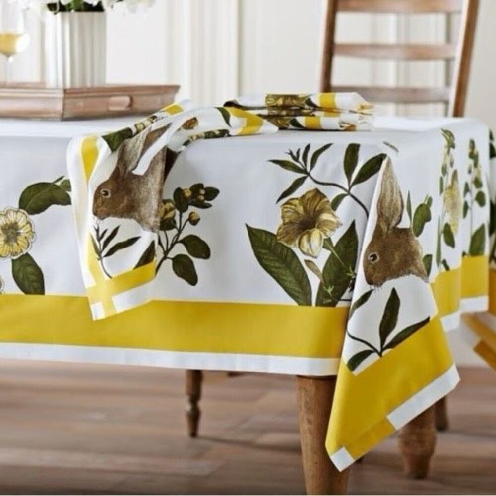 Williams and Sonoma Bunny Tablecloth Spring Easter 70 x 90